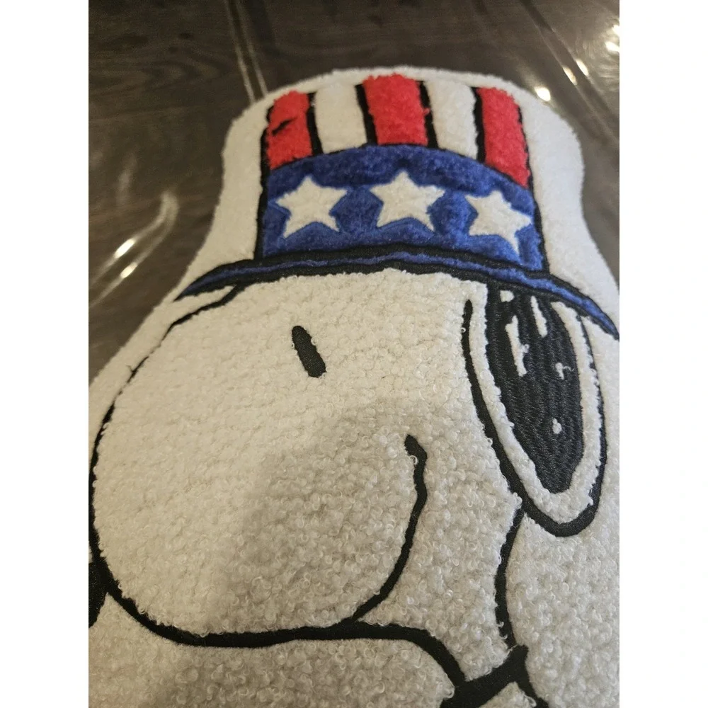 Snoopy USA American Flag Top Hat Patriotic‎ 4th of July Summer Sherpa Pillow NEW